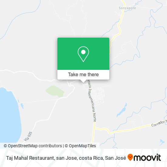 Taj Mahal Restaurant, san Jose, costa Rica map