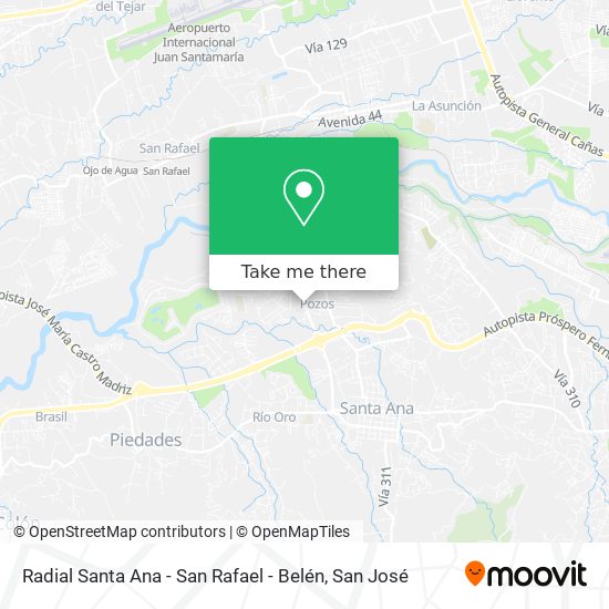 Radial Santa Ana - San Rafael - Belén map