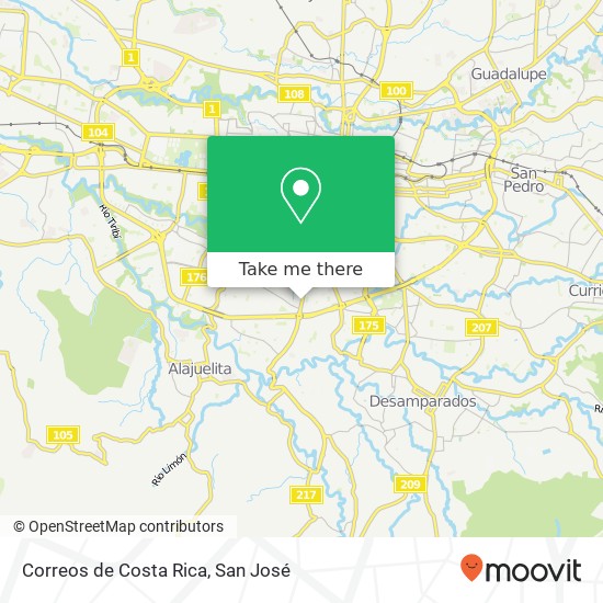 Correos de Costa Rica map