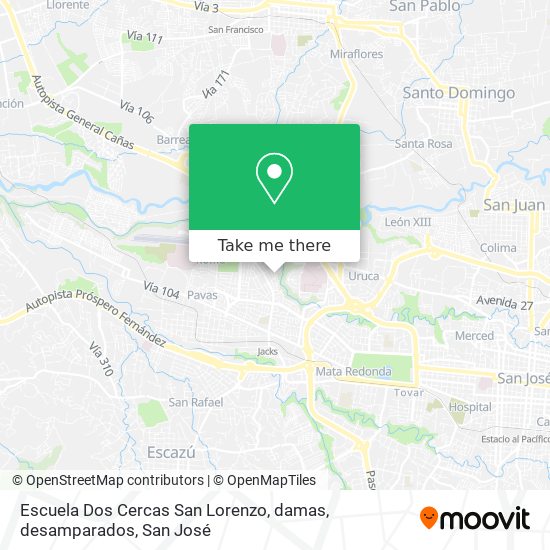 Mapa de Escuela Dos Cercas San Lorenzo, damas, desamparados