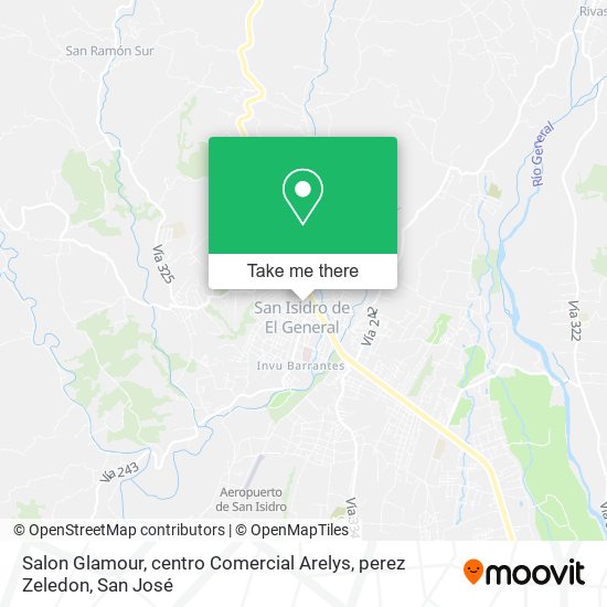 Mapa de Salon Glamour, centro Comercial Arelys, perez Zeledon