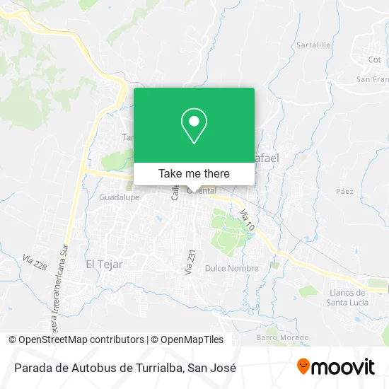 Mapa de Parada de Autobus de Turrialba