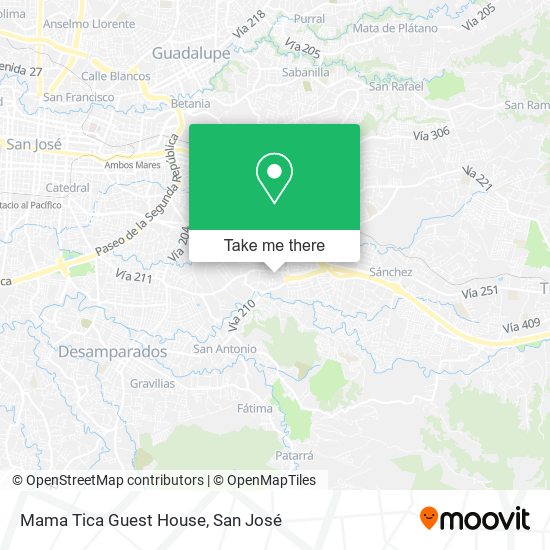 Mapa de Mama Tica Guest House