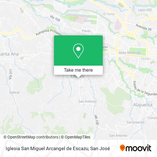 Mapa de Iglesia San Miguel Arcangel de Escazu