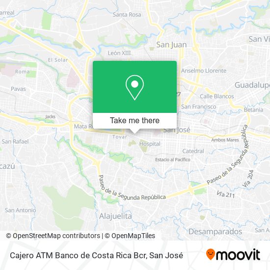 Mapa de Cajero ATM Banco de Costa Rica Bcr