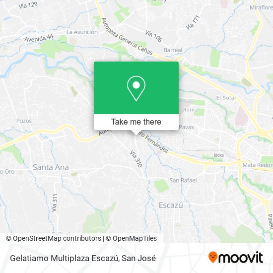 Mapa de Gelatiamo Multiplaza Escazú