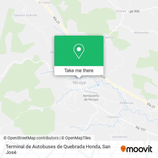 Mapa de Terminal de Autobuses de Quebrada Honda