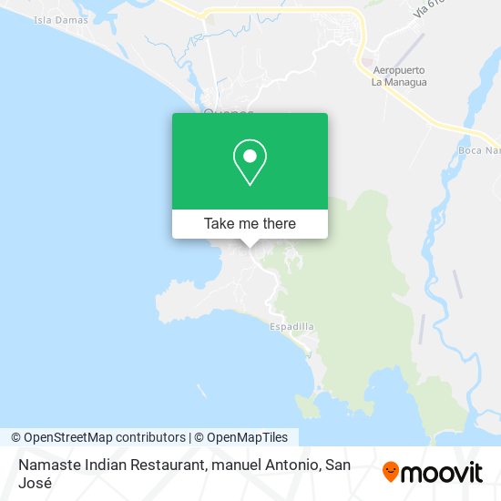 Mapa de Namaste Indian Restaurant, manuel Antonio