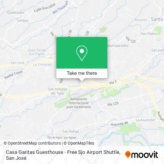 Casa Garitas Guesthouse - Free Sjo Airport Shuttle map