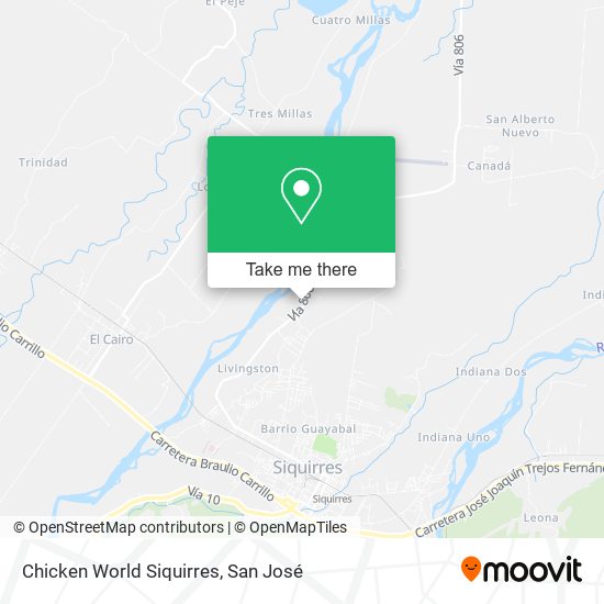 Chicken World Siquirres map