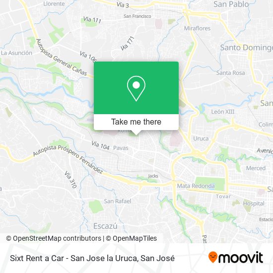 Mapa de Sixt Rent a Car - San Jose la Uruca