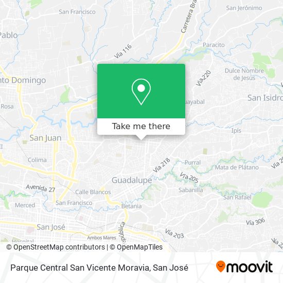 Parque Central San Vicente Moravia map