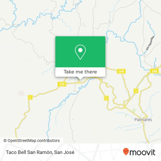 Mapa de Taco Bell San Ramón