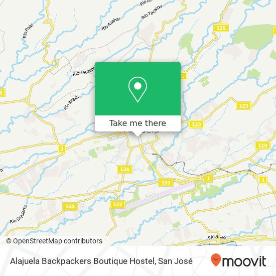 Alajuela Backpackers Boutique Hostel map