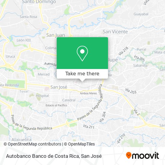 Mapa de Autobanco Banco de Costa Rica