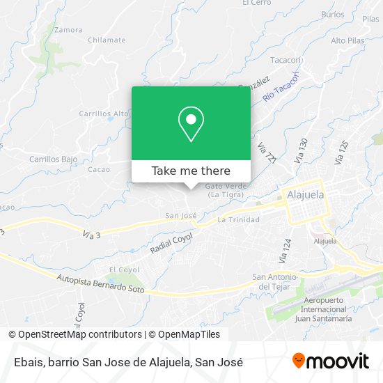 Ebais, barrio San Jose de Alajuela map