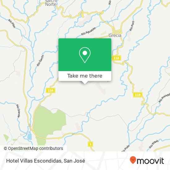 Mapa de Hotel Villas Escondidas