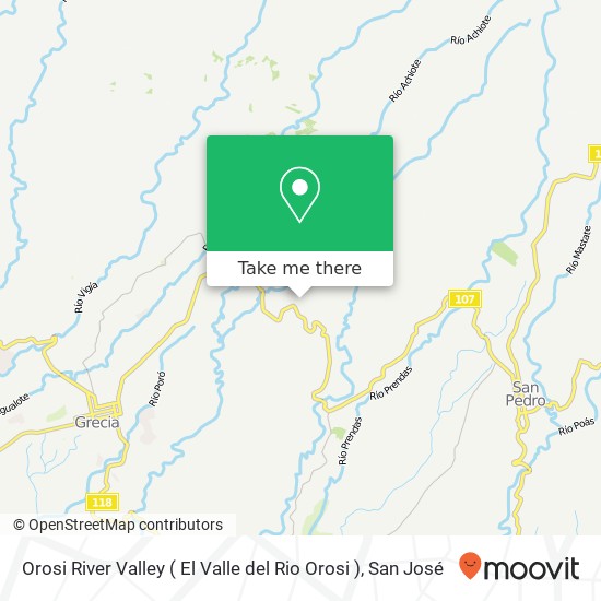 Orosi River Valley ( El Valle del Rio Orosi ) map