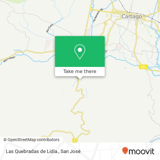Las Quebradas de Lidia. map