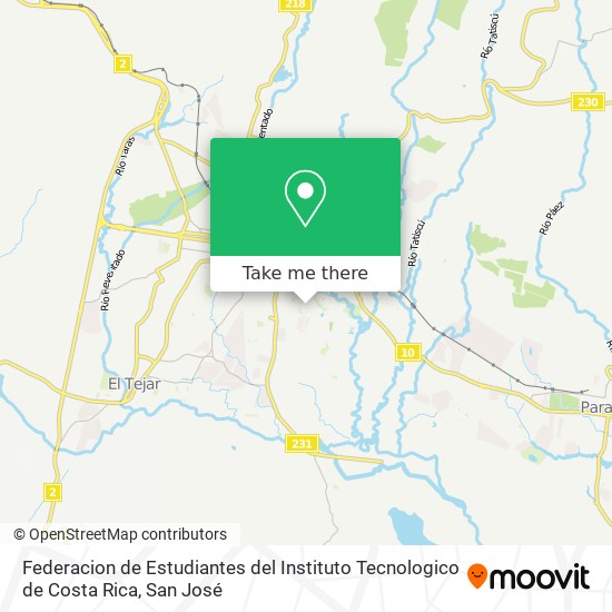 Federacion de Estudiantes del Instituto Tecnologico de Costa Rica map