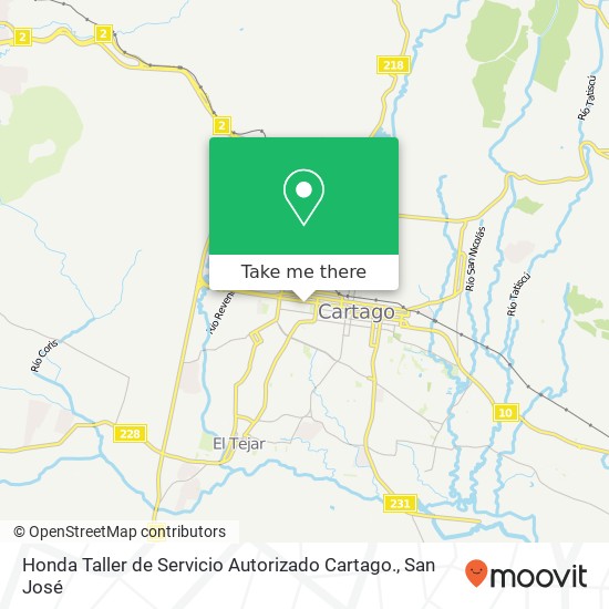 Mapa de Honda Taller de Servicio Autorizado Cartago.