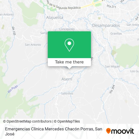 Emergencias Clínica Mercedes Chacón Porras map