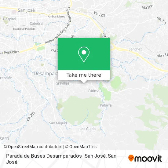 Mapa de Parada de Buses Desamparados- San  José