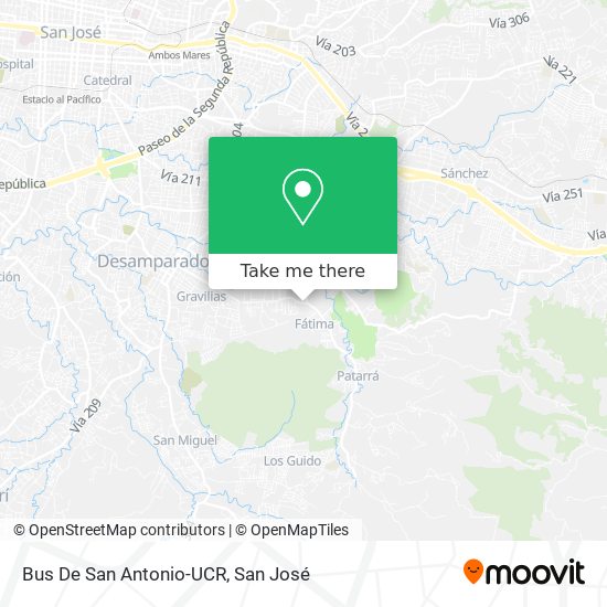 Bus De San Antonio-UCR map