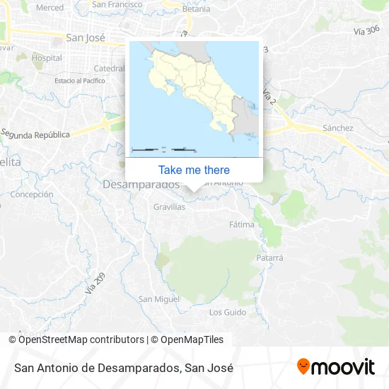 San Antonio de Desamparados map