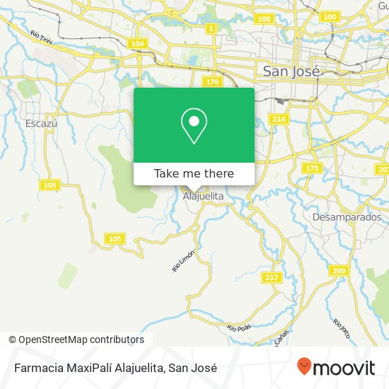 Farmacia MaxiPalí Alajuelita map