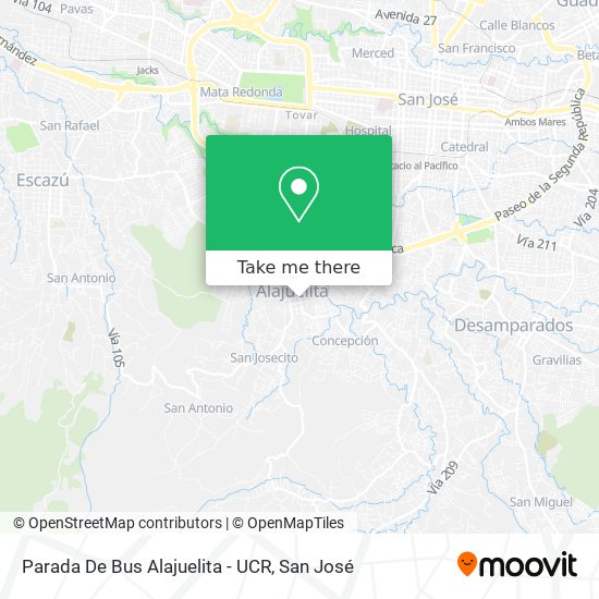 Parada De Bus Alajuelita - UCR map