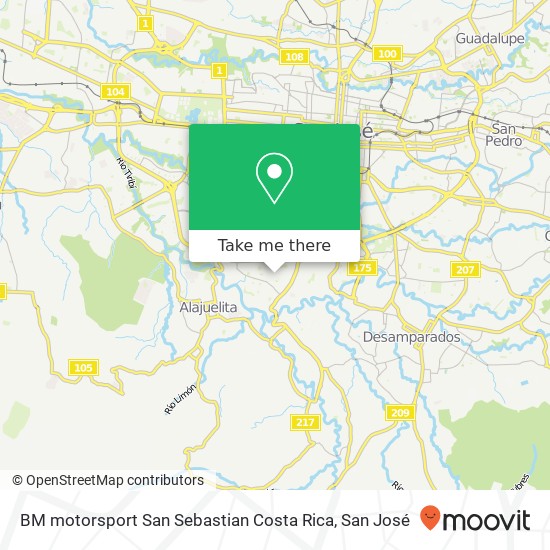 BM motorsport San Sebastian Costa Rica map