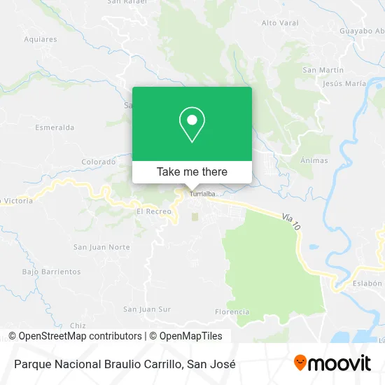 Parque Nacional Braulio Carrillo map