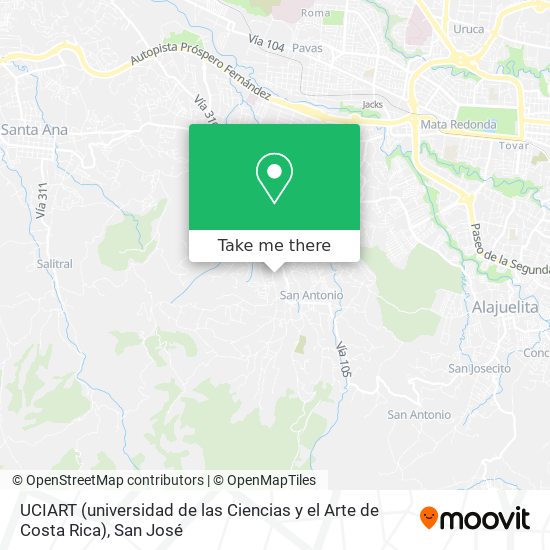 UCIART (universidad de las Ciencias y el Arte de Costa Rica) map