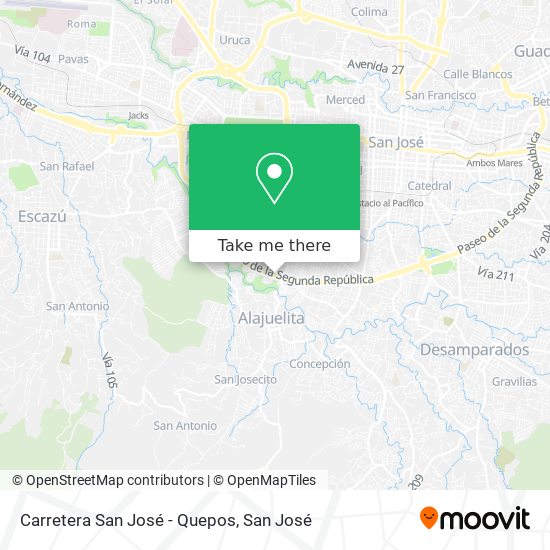 Mapa de Carretera San José - Quepos