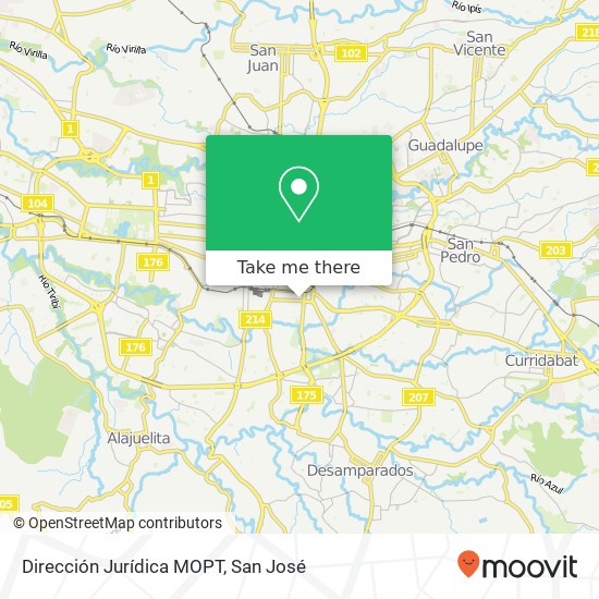 Dirección  Jurídica MOPT map