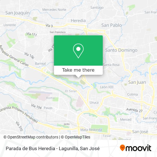 Parada de Bus Heredia - Lagunilla map