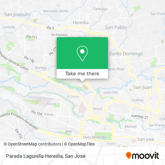 Parada Lagunilla-Heredia map