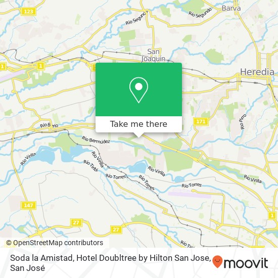 Soda la Amistad, Hotel Doubltree by Hilton San Jose map