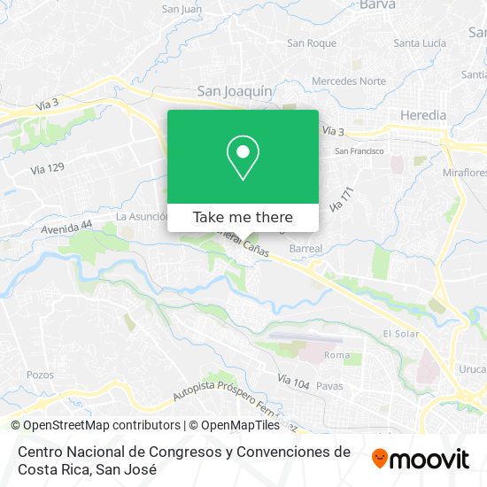 Centro Nacional de Congresos y Convenciones de Costa Rica map