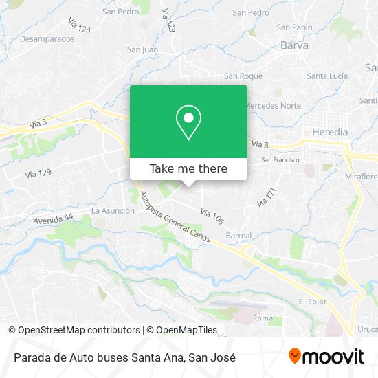 Parada de Auto buses Santa Ana map