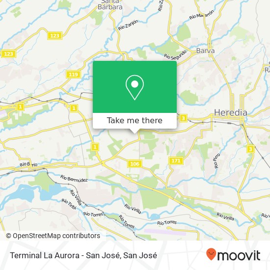 Terminal La Aurora - San José map