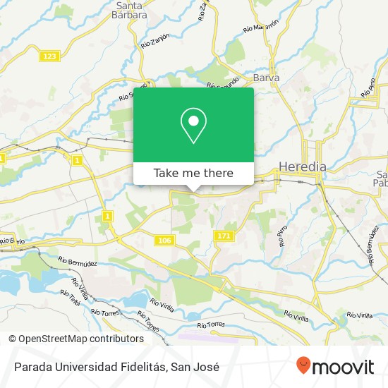 Parada Universidad Fidelitás map
