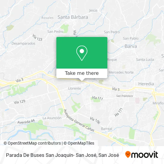 Mapa de Parada De Buses San Joaquín- San José