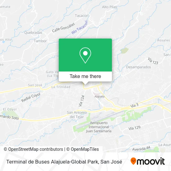 Mapa de Terminal de Buses Alajuela-Global Park