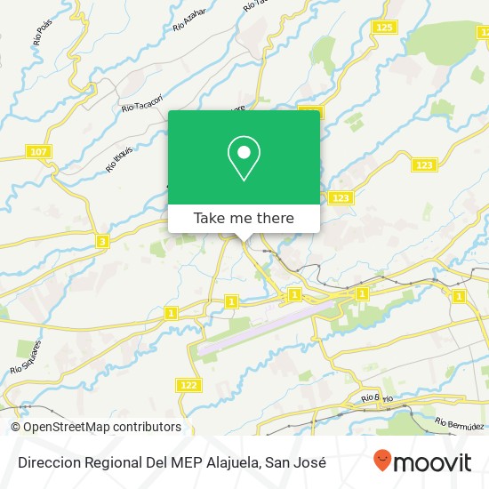 Mapa de Direccion Regional Del MEP  Alajuela