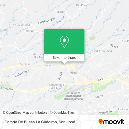 Mapa de Parada De Buses La Guácima