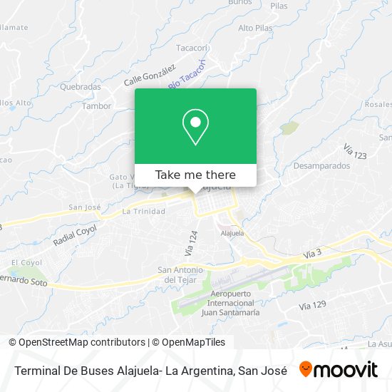 Terminal De Buses Alajuela- La Argentina map
