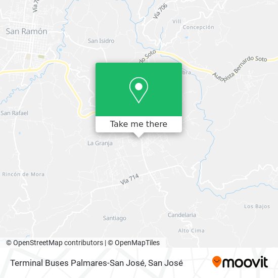 Terminal Buses Palmares-San José map