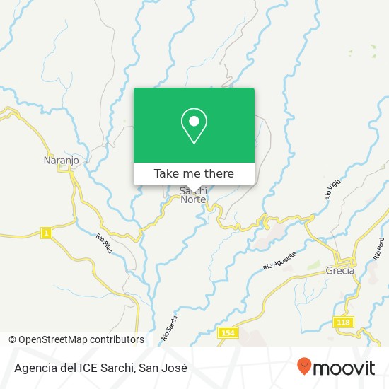 Agencia del ICE Sarchi map
